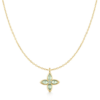 Gold Mint Green Lucky Clover Necklace