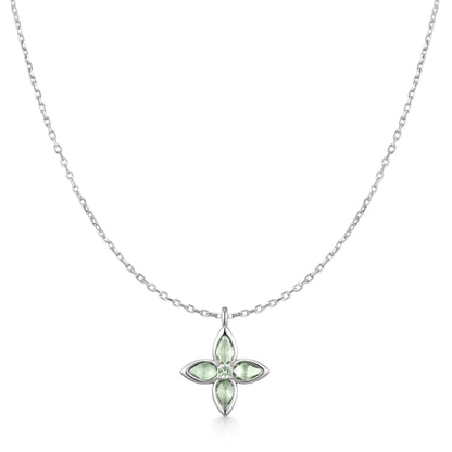 Silver Mint Green Lucky Clover Necklace