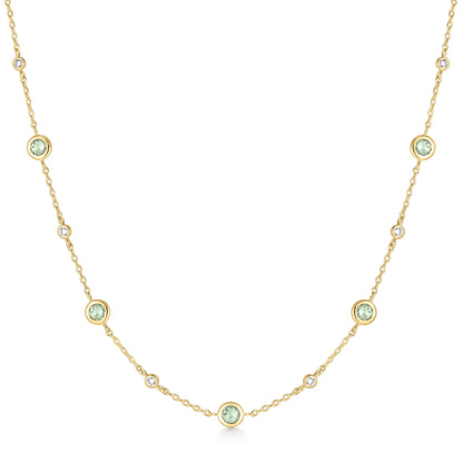 Gold Mint Green Station Necklace