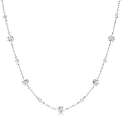 Silver Mint Green Station Necklace