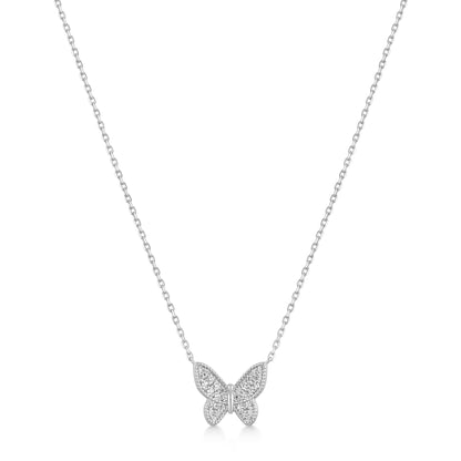 Silver Butterfly Pavé Necklace