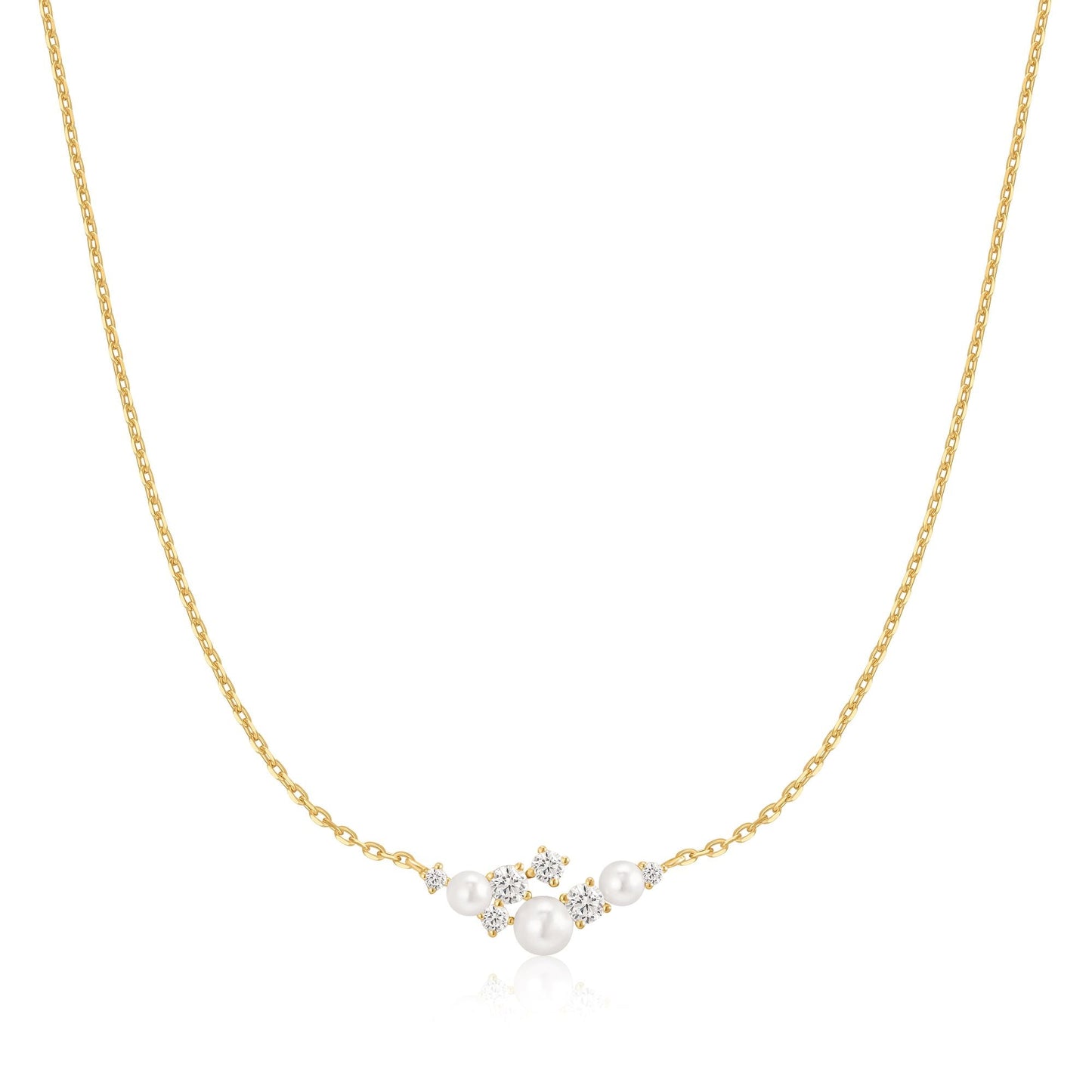 Silver Shell Pearl Cluster Necklace
