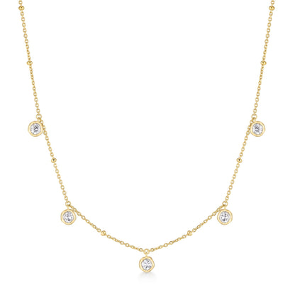 Gold Molten Bezel-Set Droplet Station Necklace