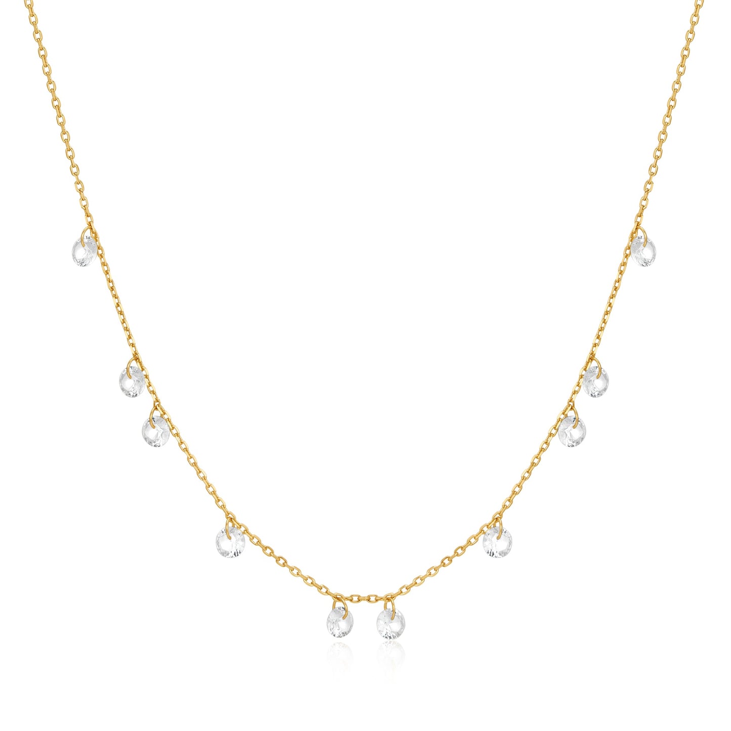 Gold Droplet Station Necklace