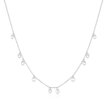 Silver Droplet Station Necklace