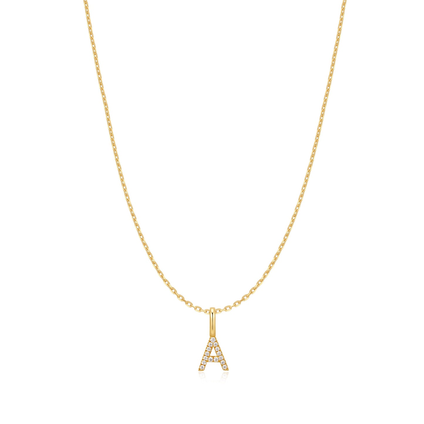 Gold Letter A Initial Necklace