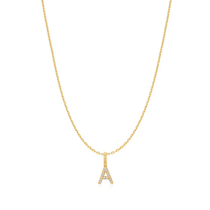 Gold Letter A Initial Necklace