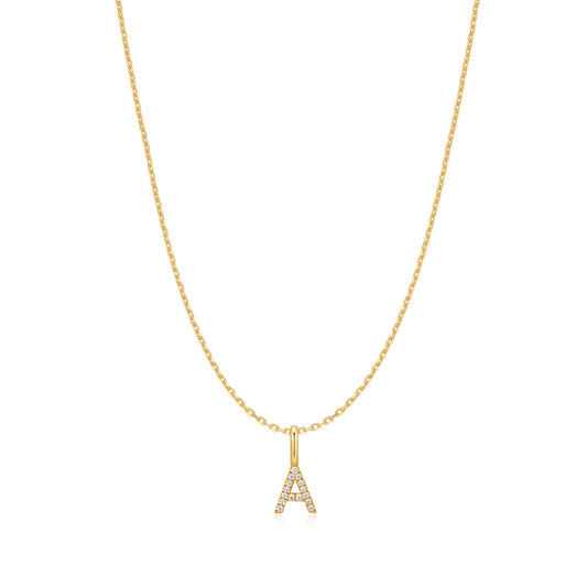 Gold Letter A Initial Necklace