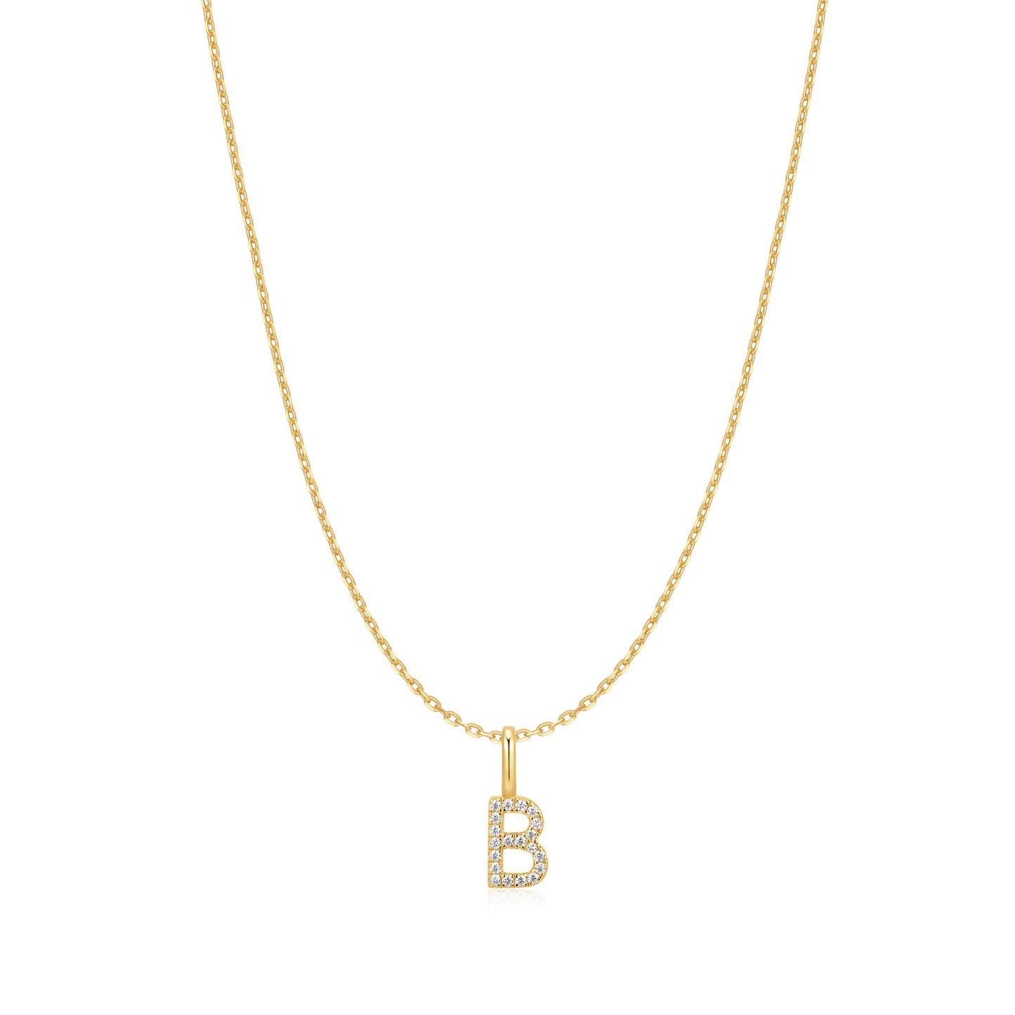 Gold Letter B Initial Necklace