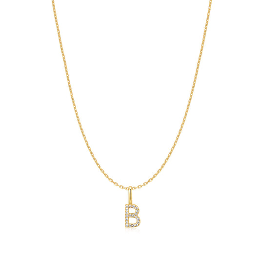 Gold Letter B Initial Necklace