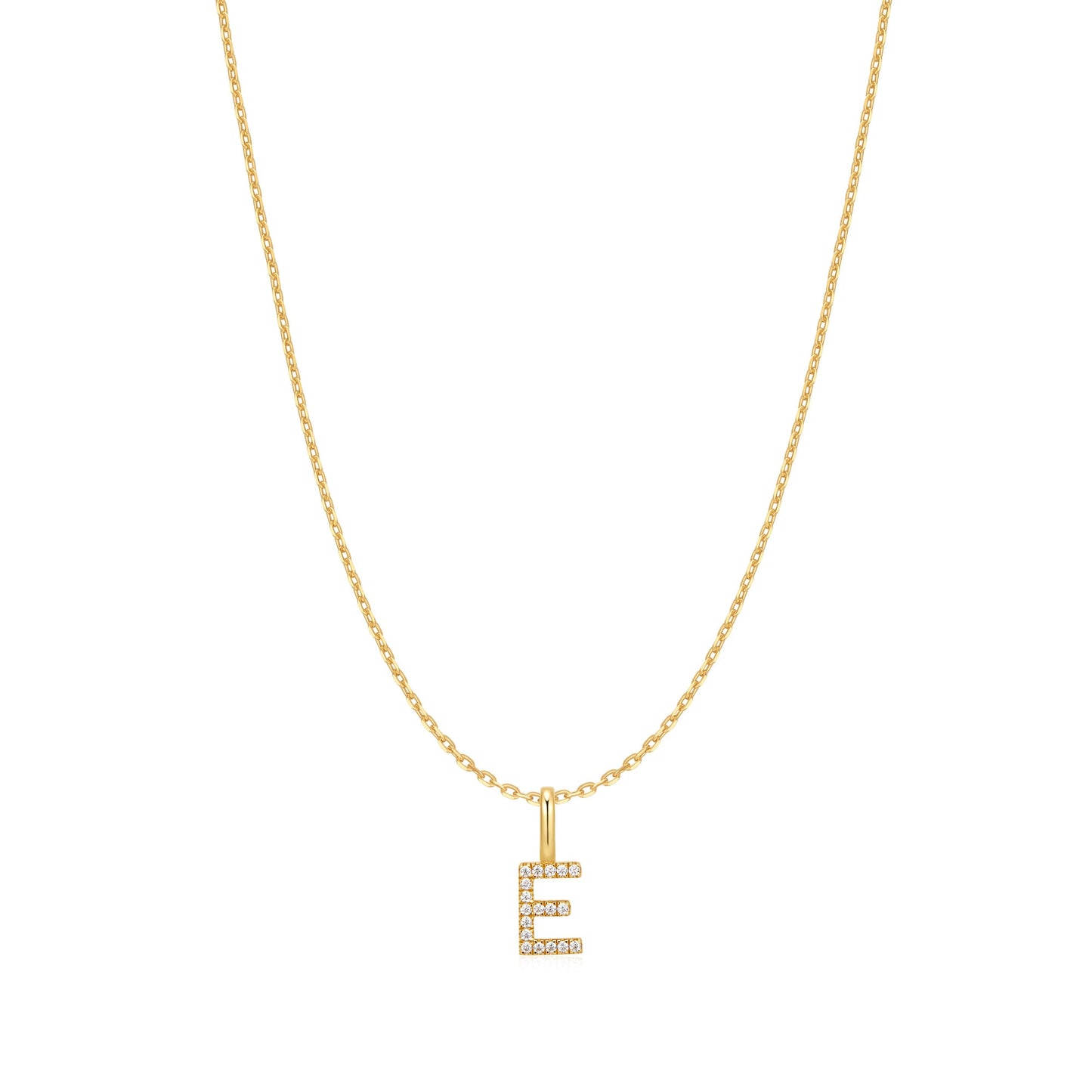 Gold Letter E Initial Necklace