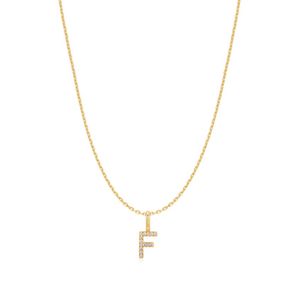 Gold Letter F Initial Necklace