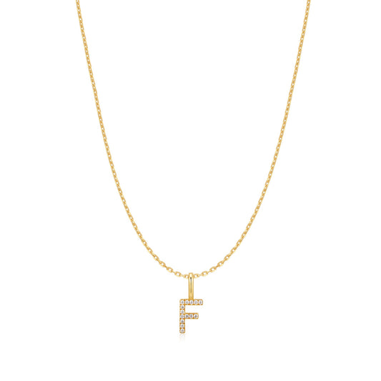 Gold Letter F Initial Necklace