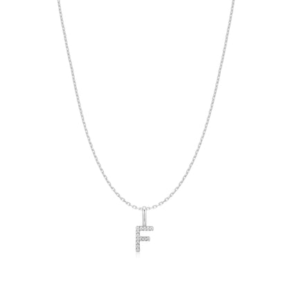 Silver Letter F Initial Necklace