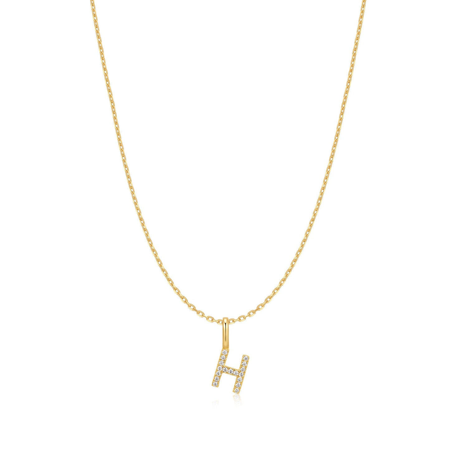 Gold Letter H Initial Necklace