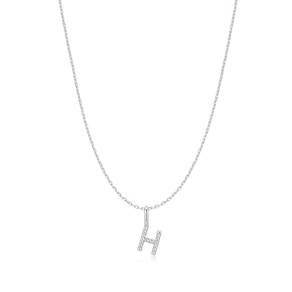 Silver Letter H Initial Necklace