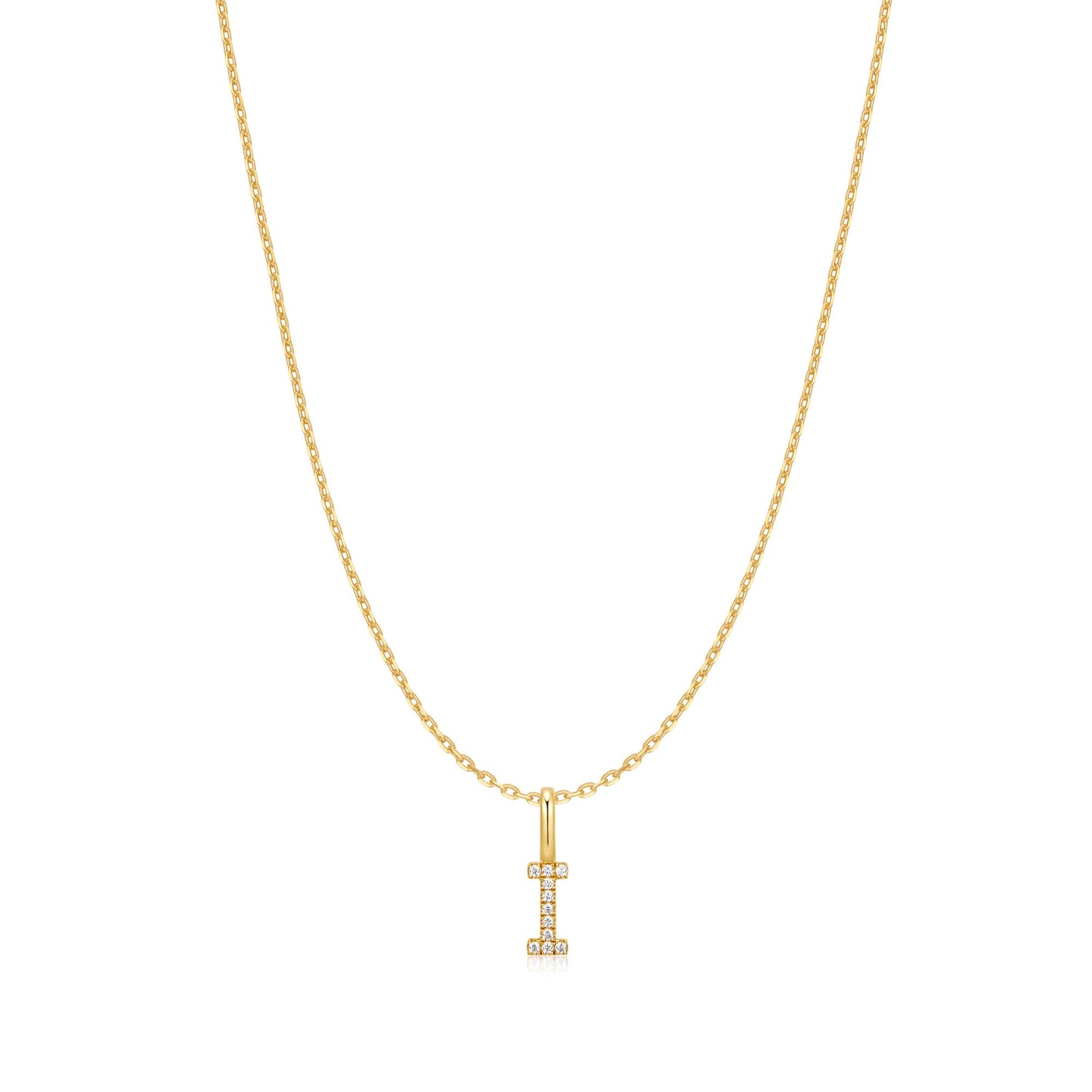 Gold Letter I Initial Necklace