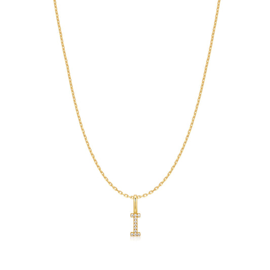 Gold Letter I Initial Necklace
