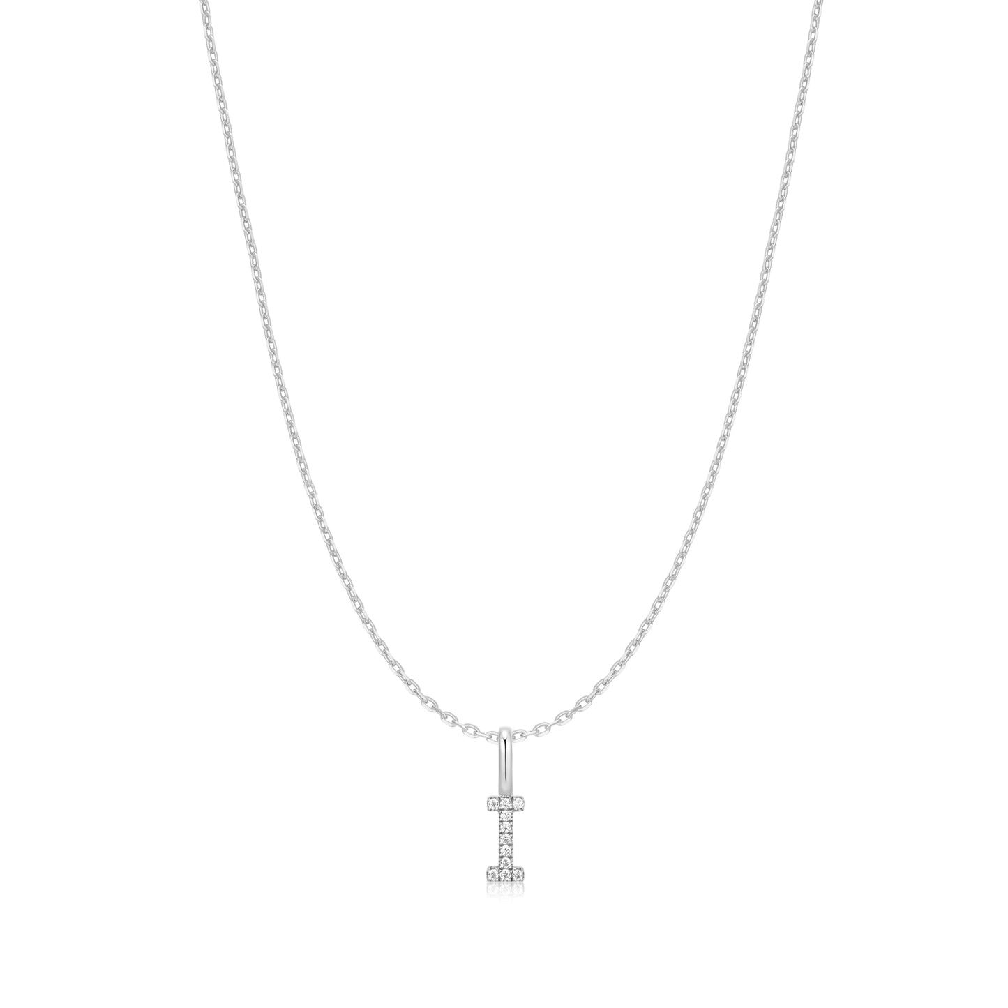 Silver Letter I Initial Necklace