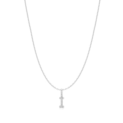 Silver Letter I Initial Necklace