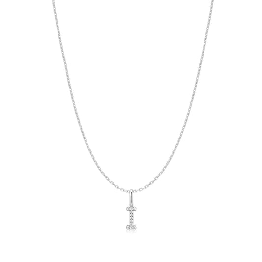 Silver Letter I Initial Necklace