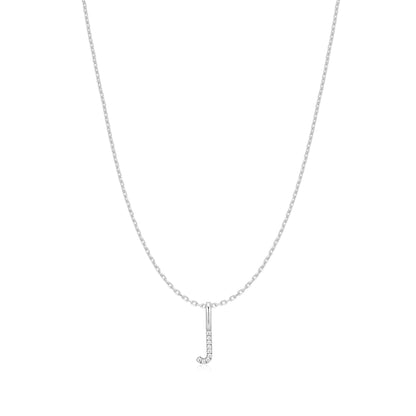 Silver Letter J Initial Necklace