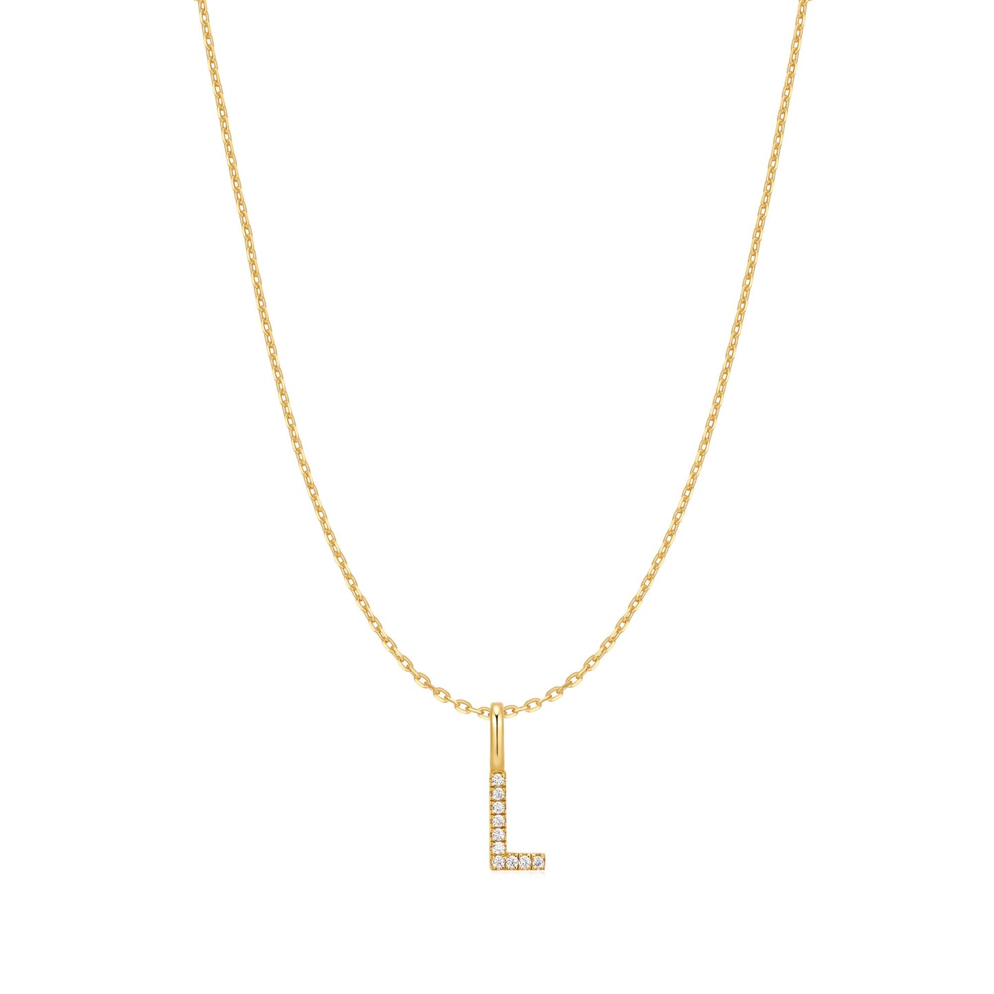 Gold Letter L Initial Necklace