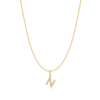 Gold Letter N Initial Necklace
