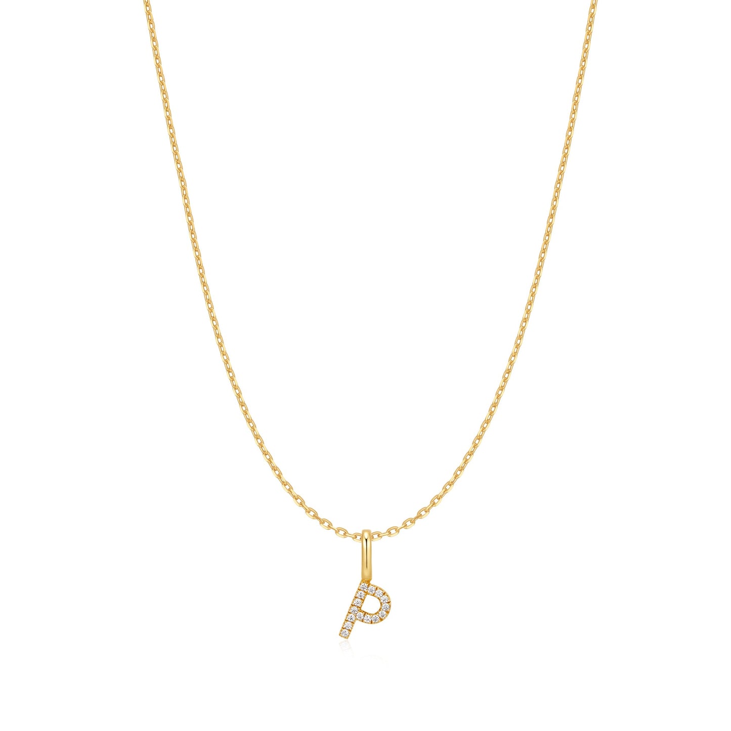 Gold Letter P Initial Necklace