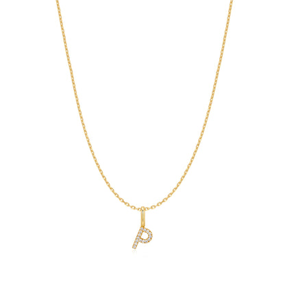 Gold Letter P Initial Necklace