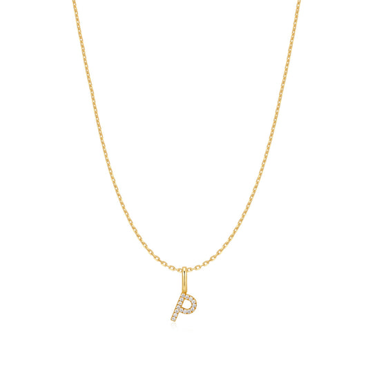 Gold Letter P Initial Necklace