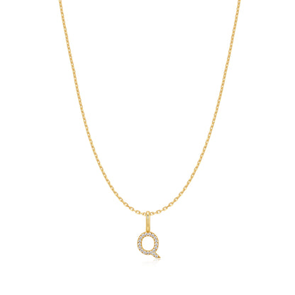 Gold Letter Q Initial Necklace