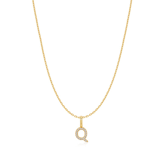 Gold Letter Q Initial Necklace