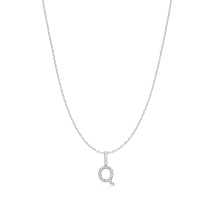 Silver Letter Q Initial Necklace