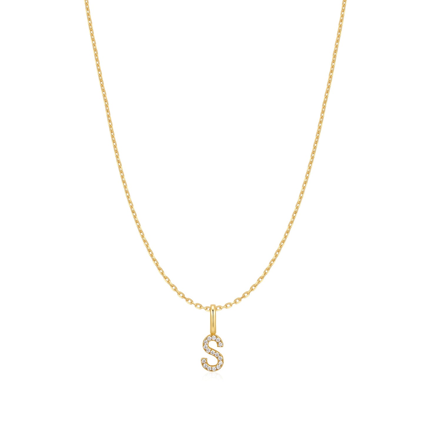 Gold Letter S Initial Necklace