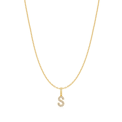 Gold Letter S Initial Necklace