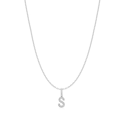 Silver Letter S Initial Necklace