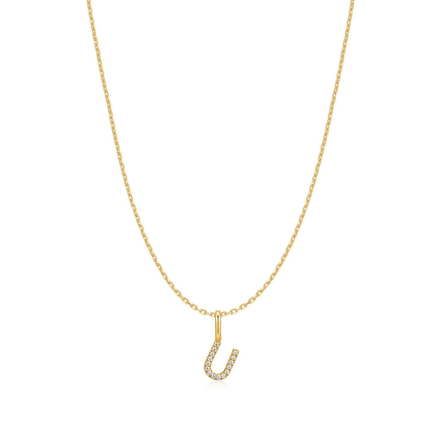 Gold Letter U Initial Necklace