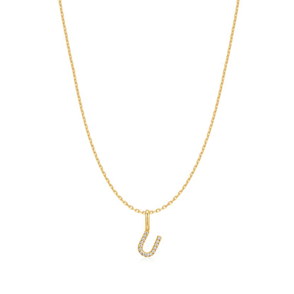 Gold Letter U Initial Necklace