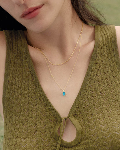Turquoise Pendant Gold Necklace