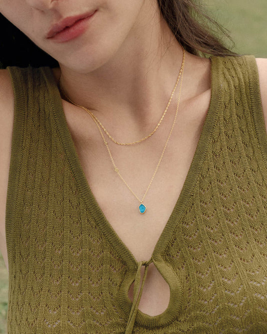 Turquoise Pendant Gold Necklace
