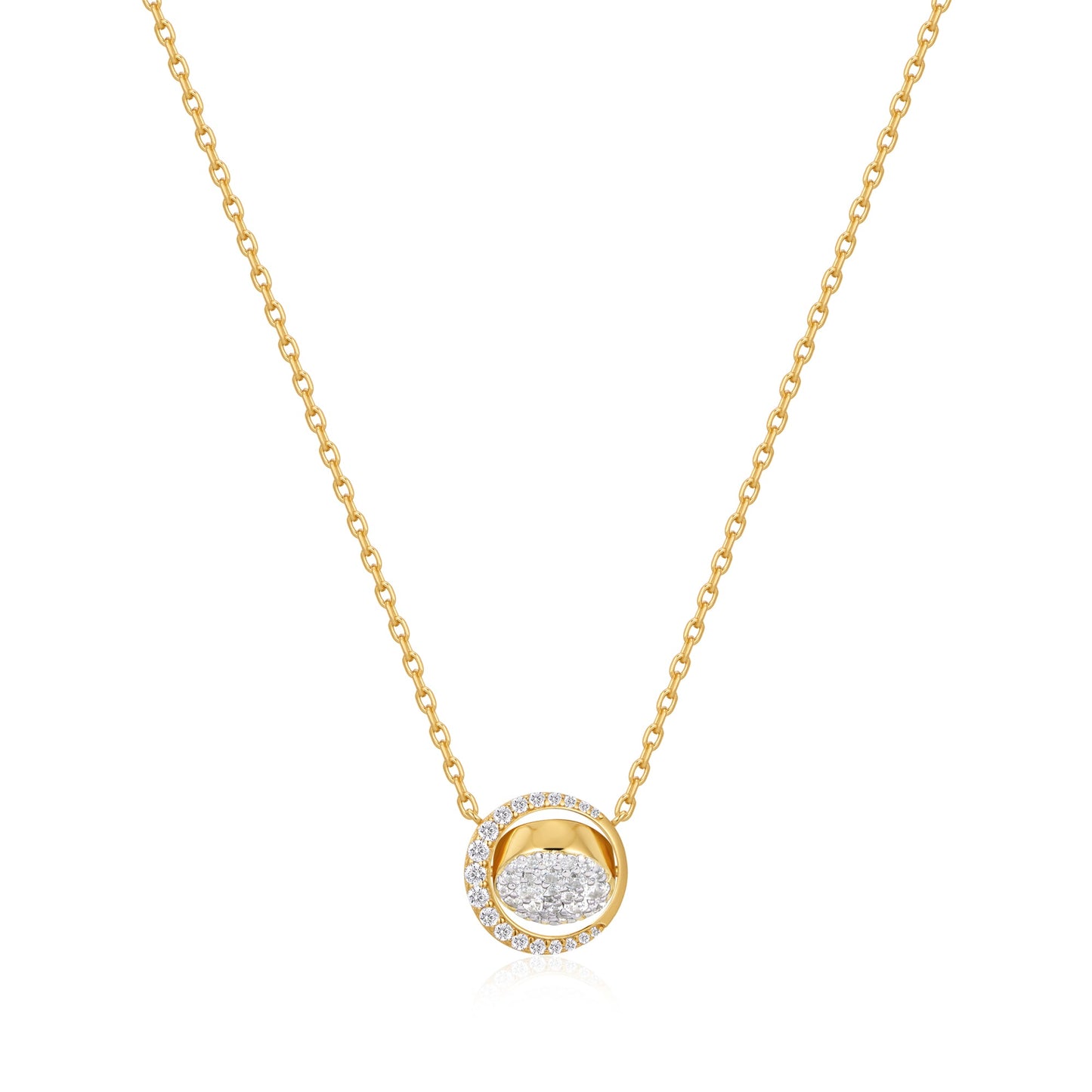 Gold Reversible Pavé Moon Evil-Eye Necklace