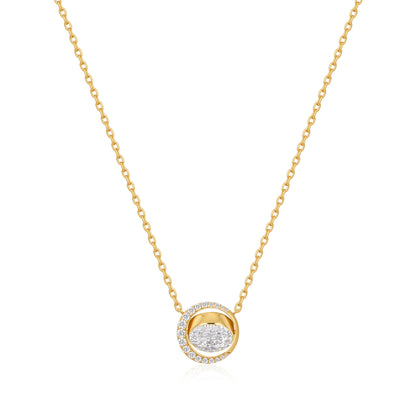 Gold Reversible Pavé Moon Evil-Eye Necklace