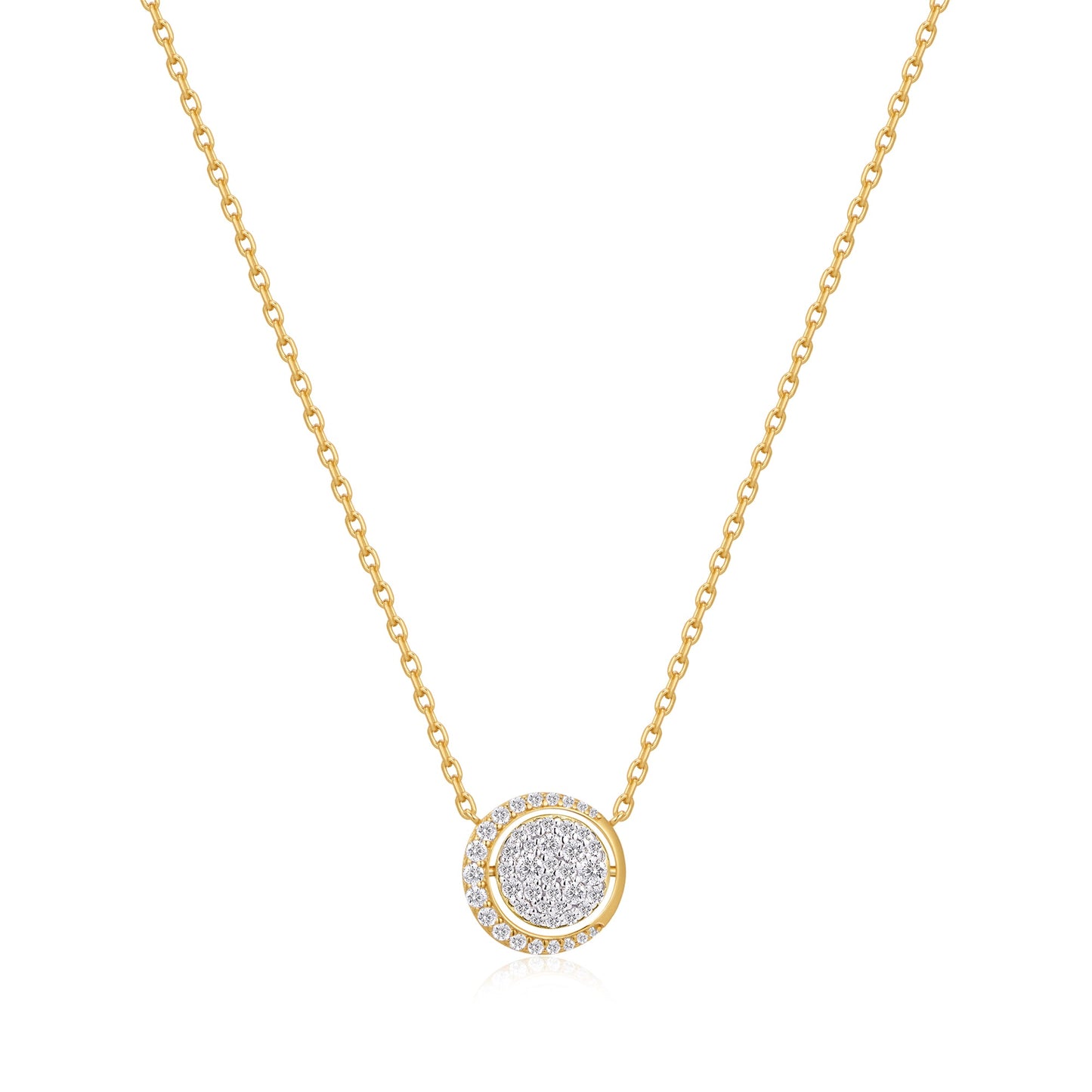 Gold Reversible Pavé Moon Evil-Eye Necklace