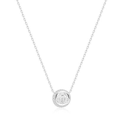 Silver Reversible Pavé Moon Evil-Eye Necklace