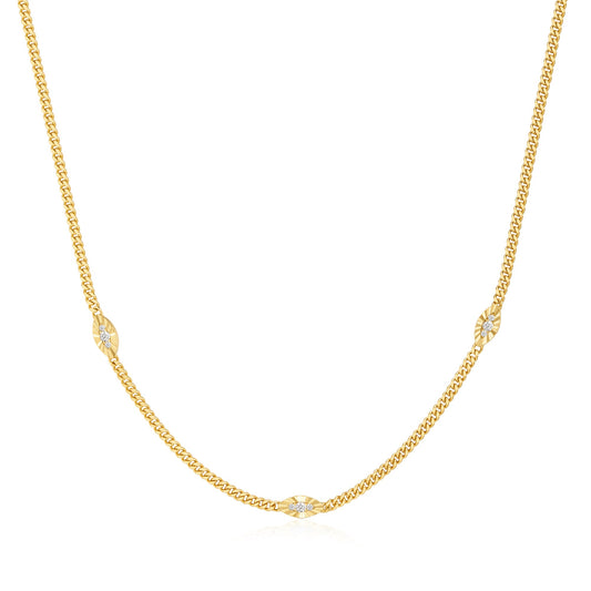 Gold Evil Eye Station Necklace