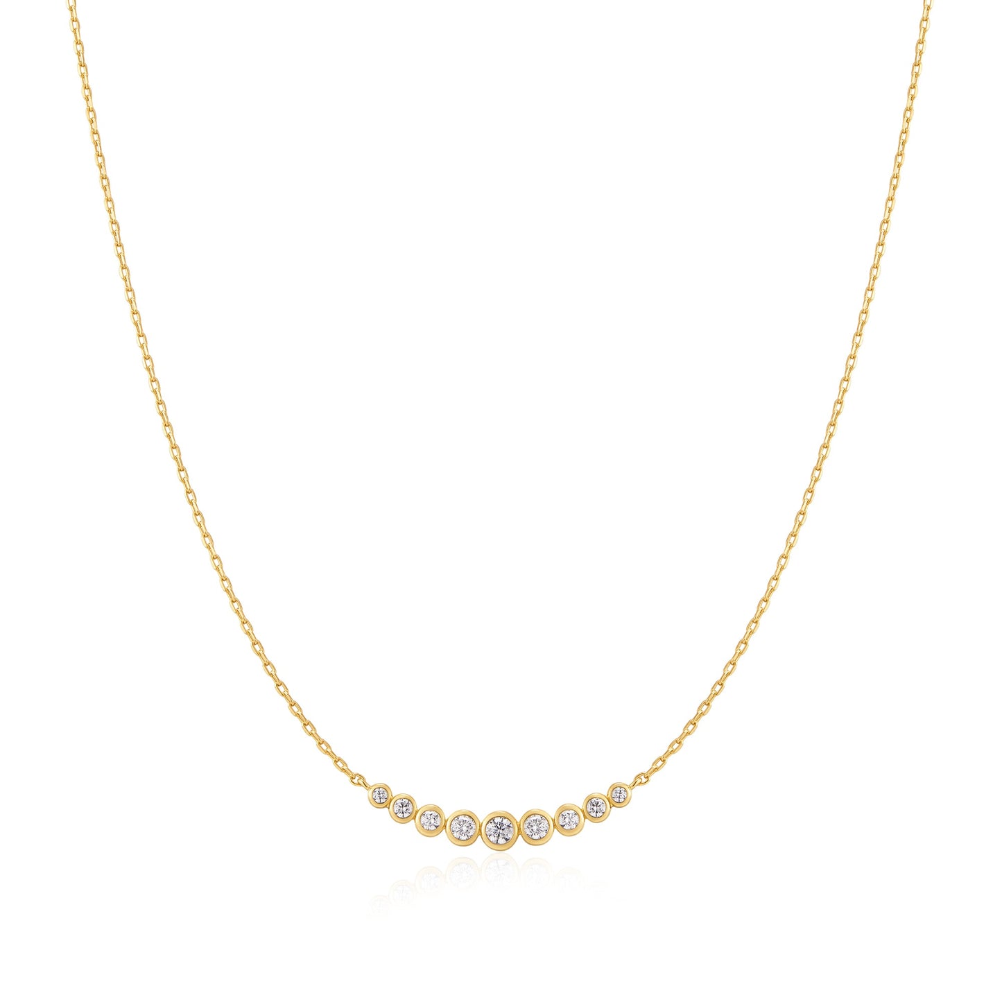 Gold Graduated Bezel-Set Necklace