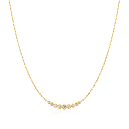 Gold Graduated Bezel-Set Necklace