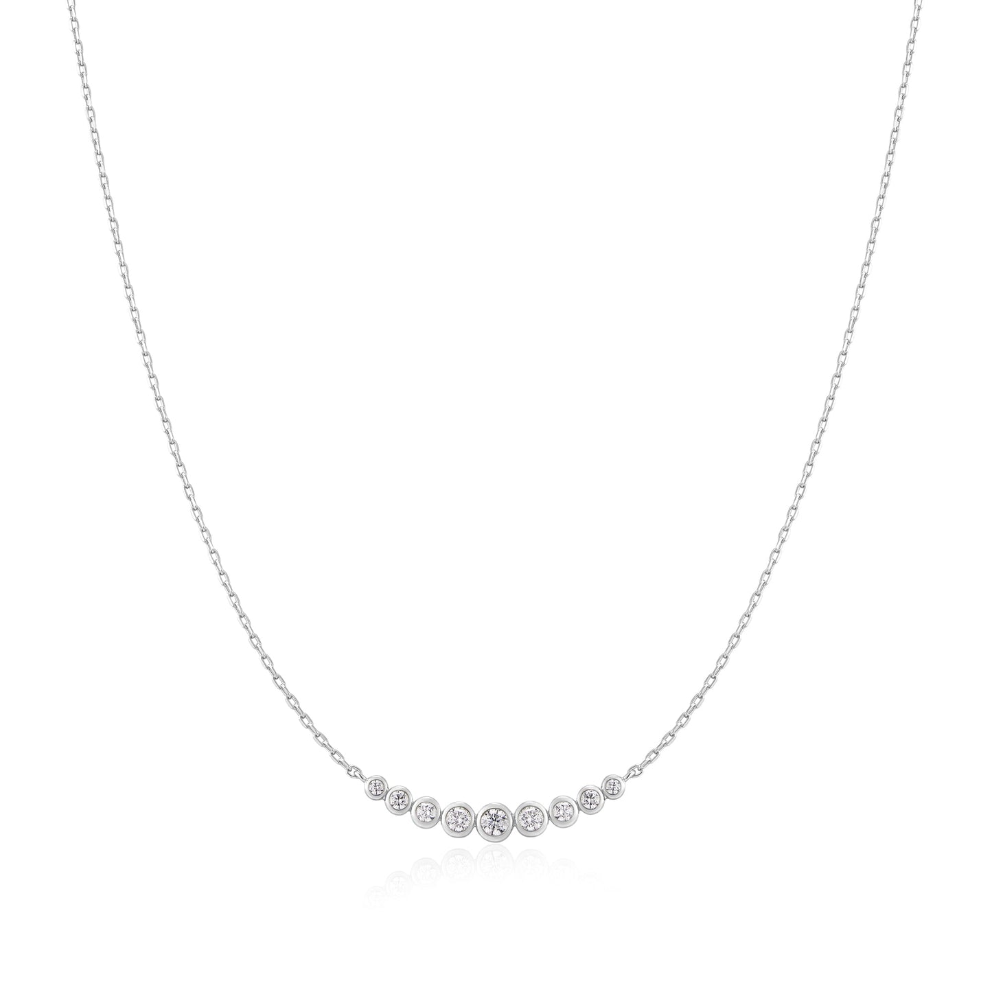 Silver Graduated Bezel-Set Necklace