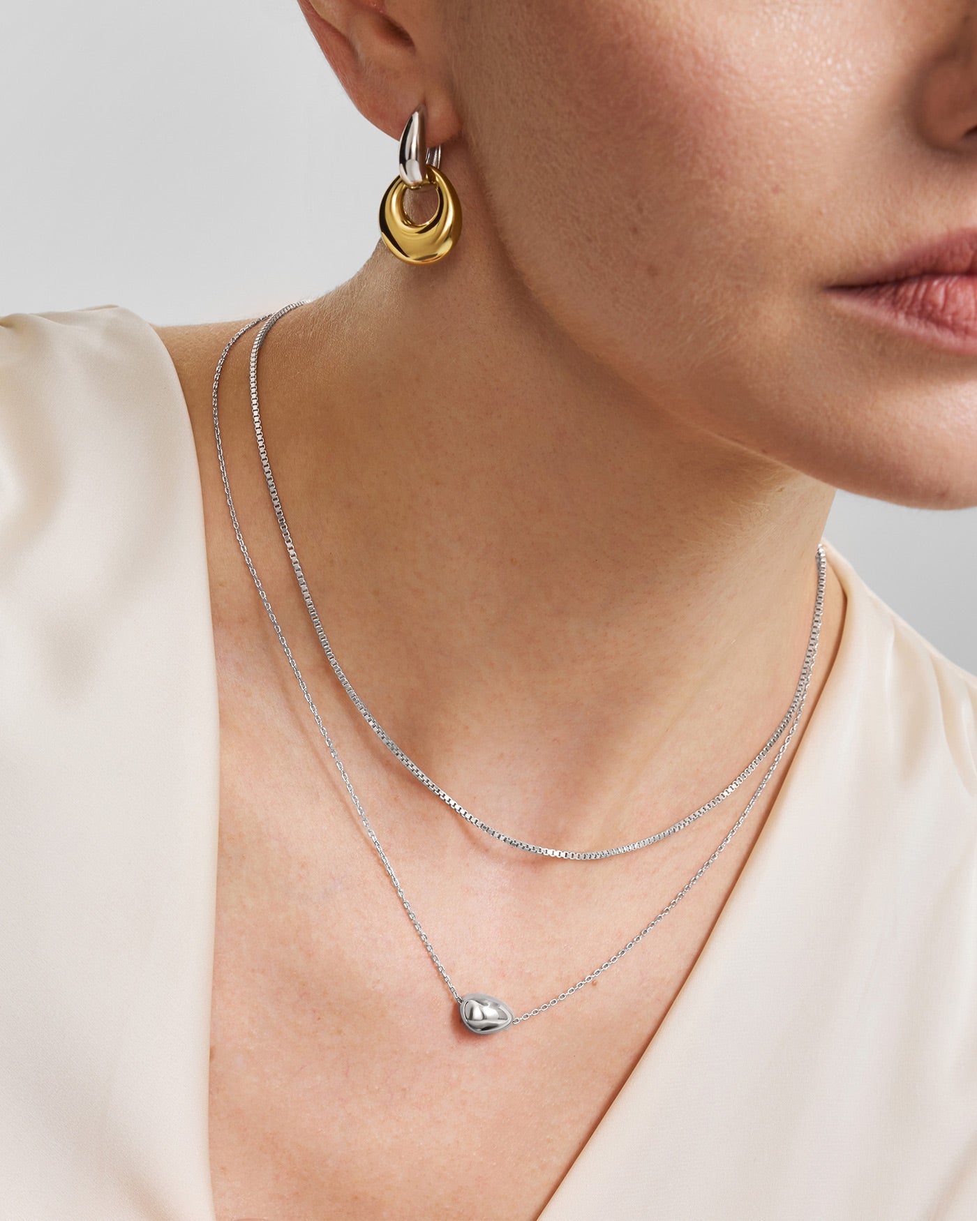 Gold Hollow Organic Pebble Drop Earrings
